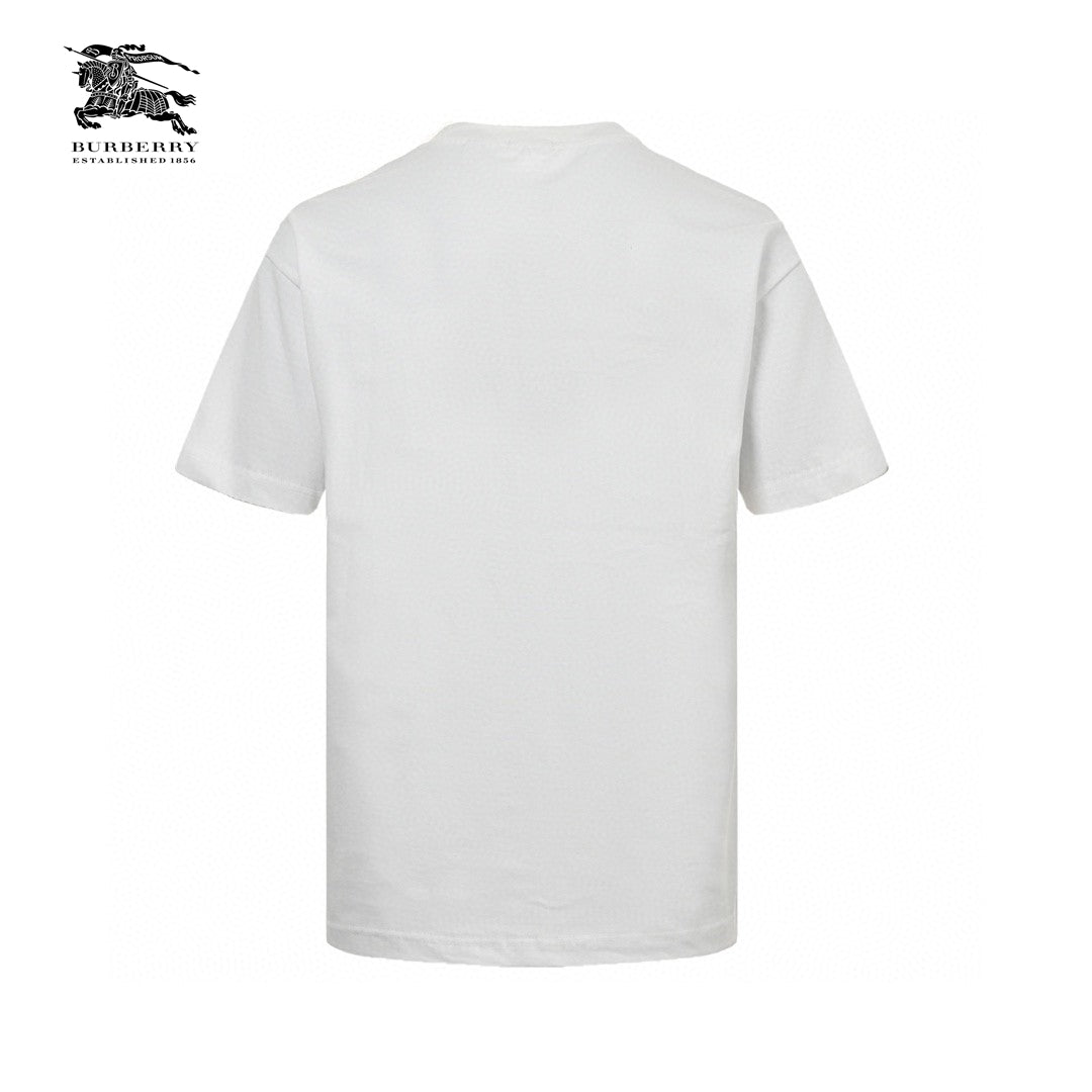 B**rry white t-shirt with blue equestrian knight logo