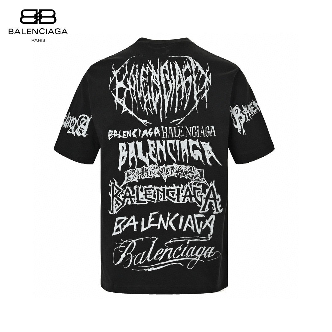 Ba*len*cia*ga multi-logo black t-shirt