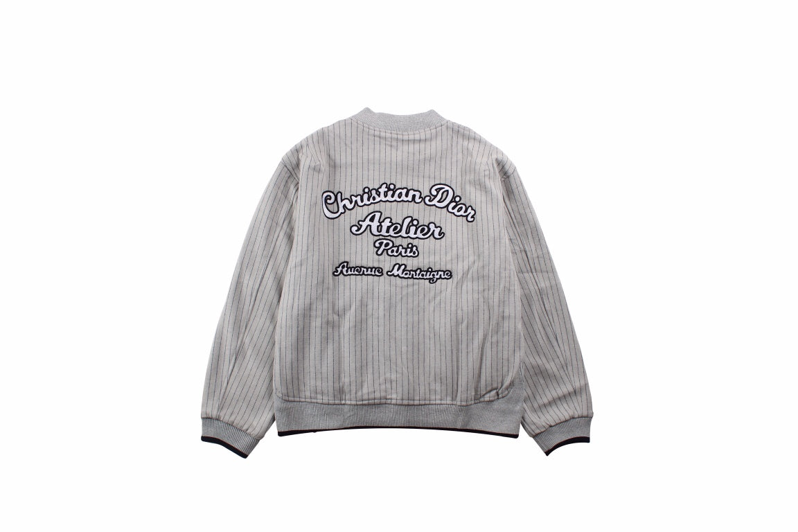 D*or striped bomber jacket - grey