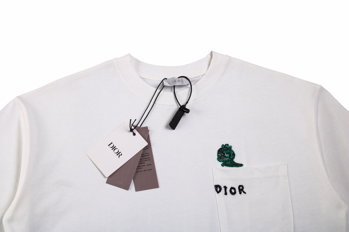 D*or embroidered lizard t-shirt - white