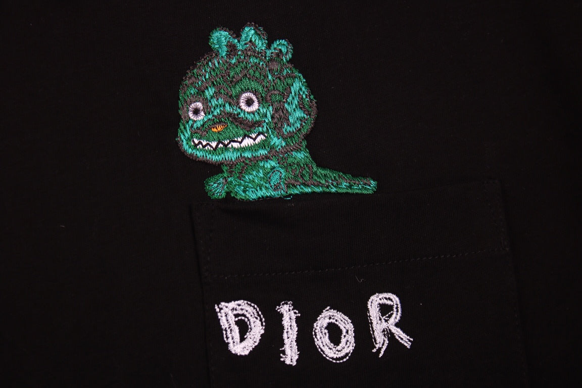 D*or embroidered lizard t-shirt - black