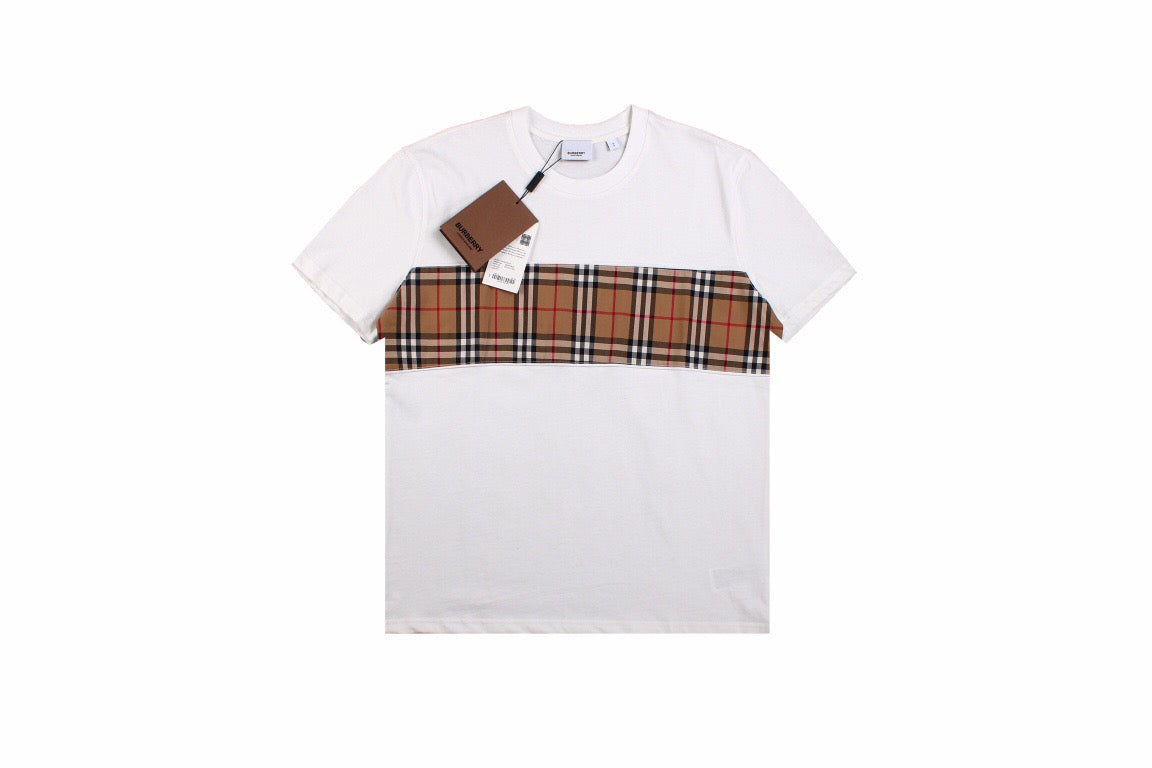 B**rry check panel t-shirt (white)