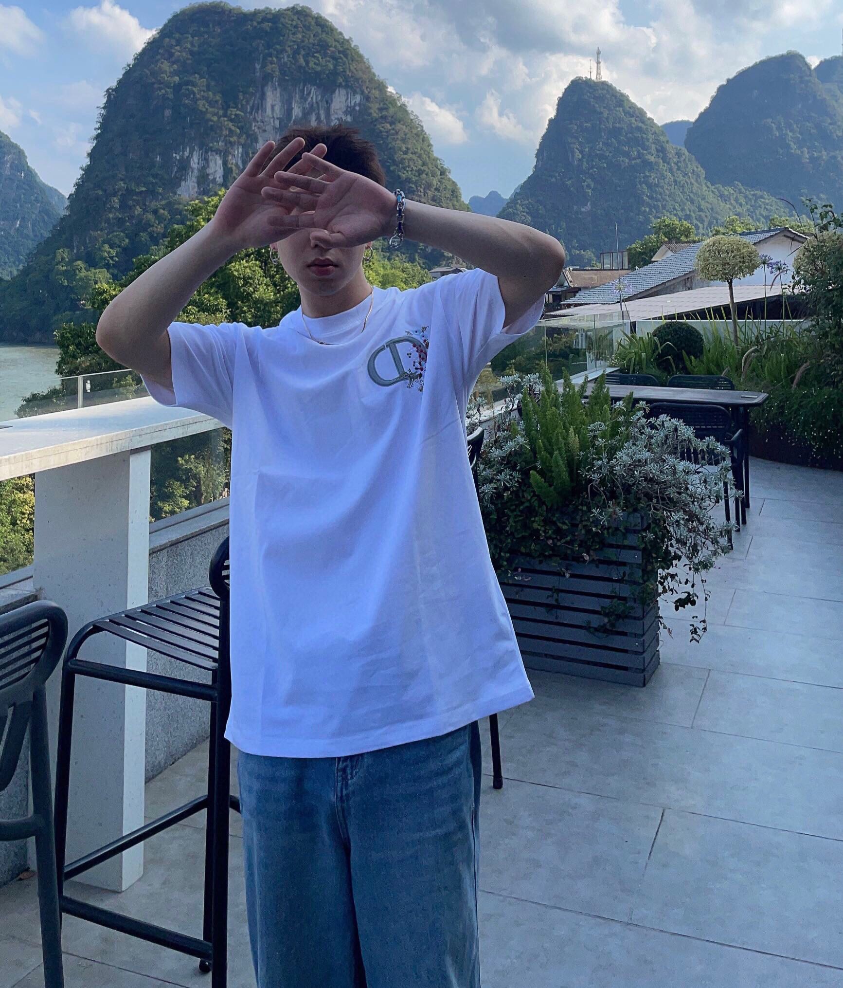 D*or t-shirt with floral cd logo