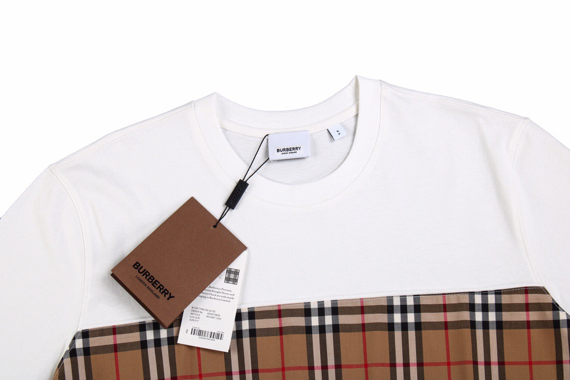B**rry check panel t-shirt (white)