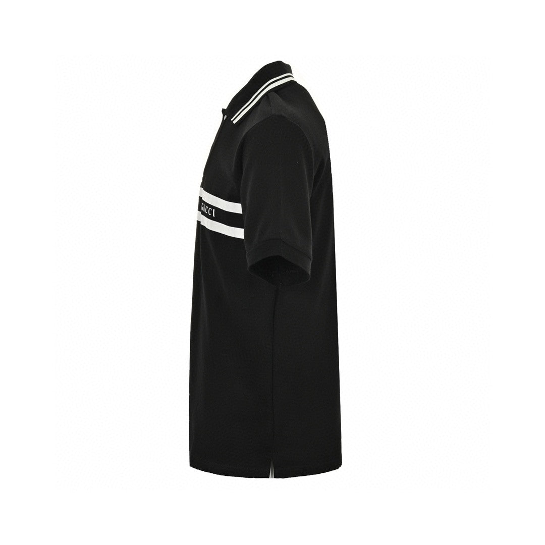 G*u*i striped logo polo shirt (black)