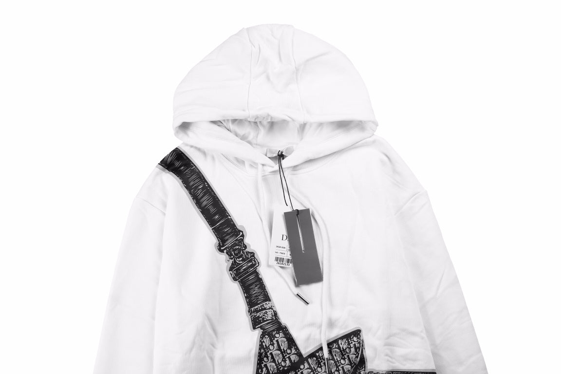D*or white hoodie with bag design