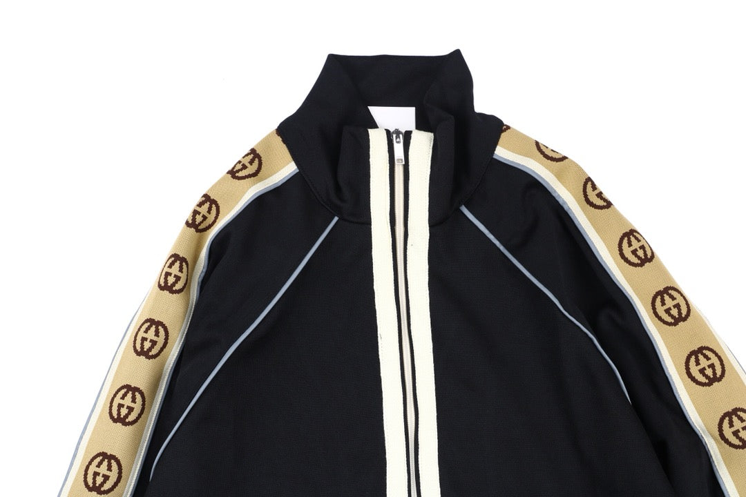 G*u*i gg logo stripe track jacket - black