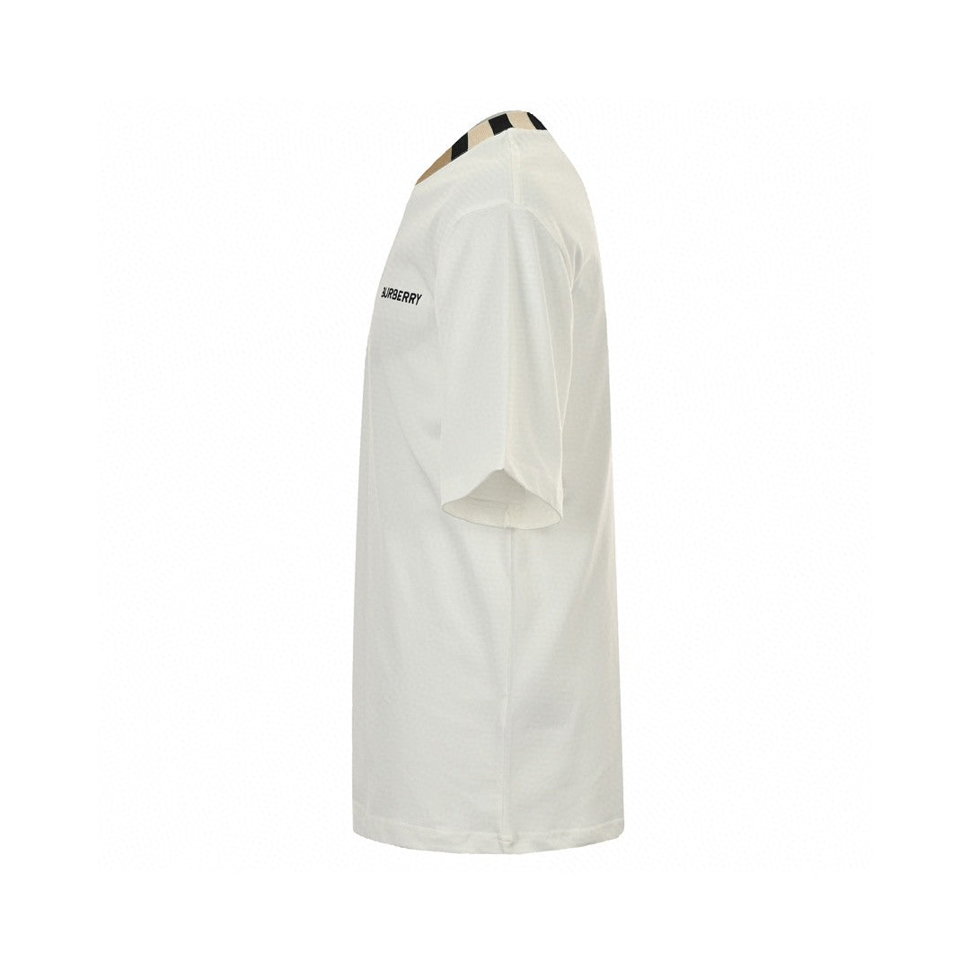B**rry check collar t-shirt in white