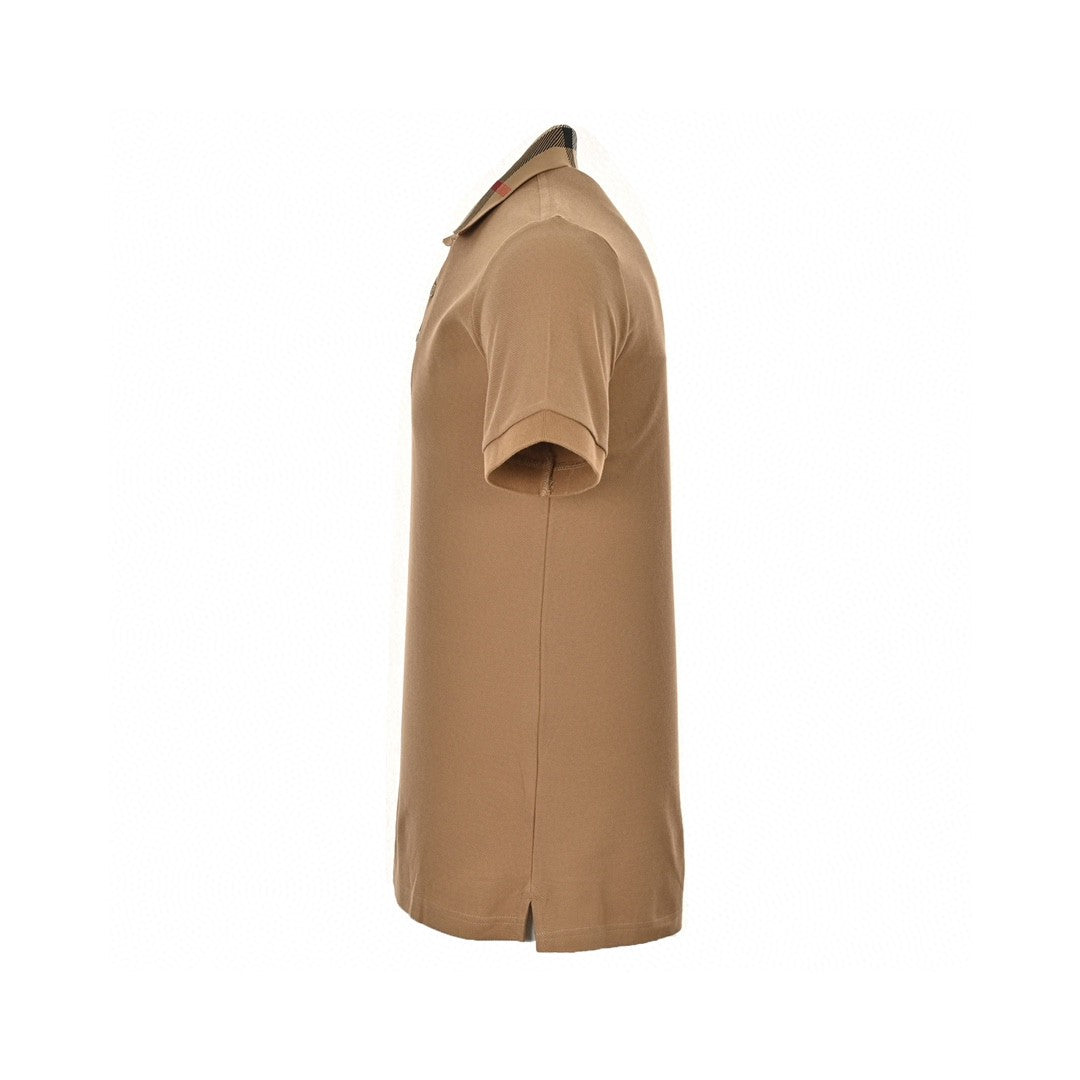 B**rry polo shirt with check collar (tan)