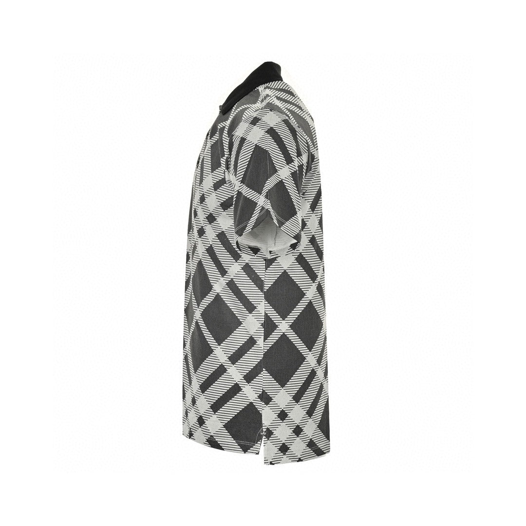 B**rry geometric check polo shirt (black and white)