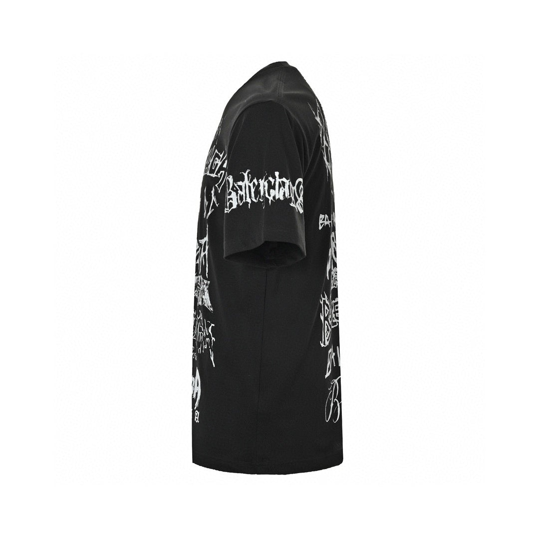 Ba*len*cia*ga multi-logo black t-shirt