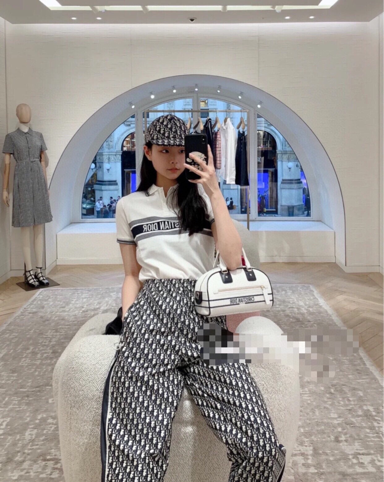 ch**an D*or "striped logo" polo shirt