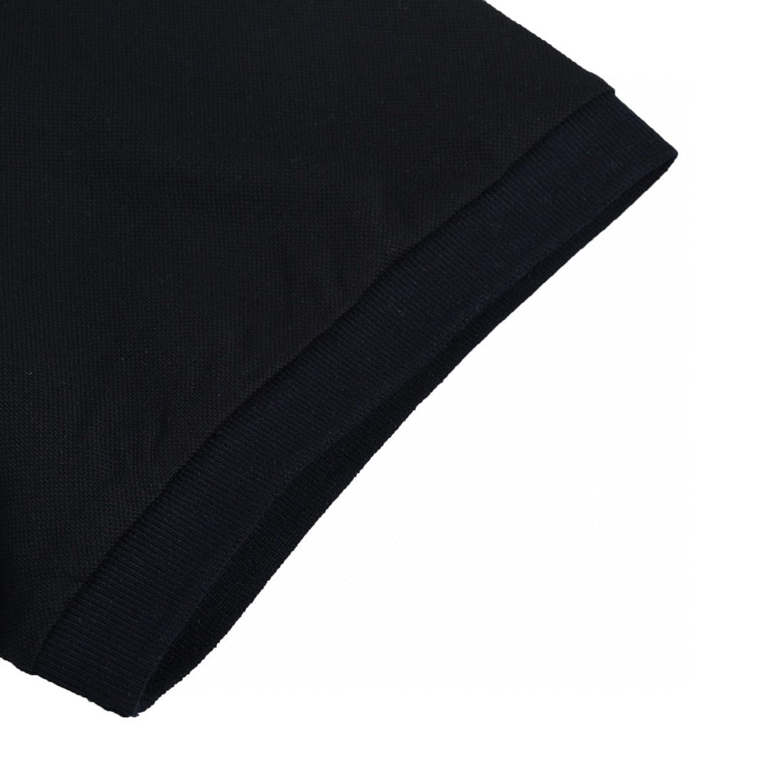 B**rry striped collar black polo shirt