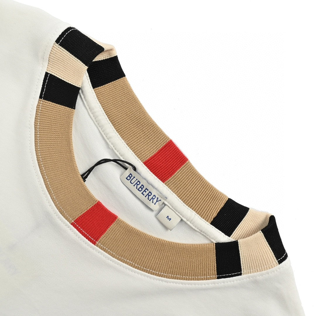 B**rry check collar t-shirt in white