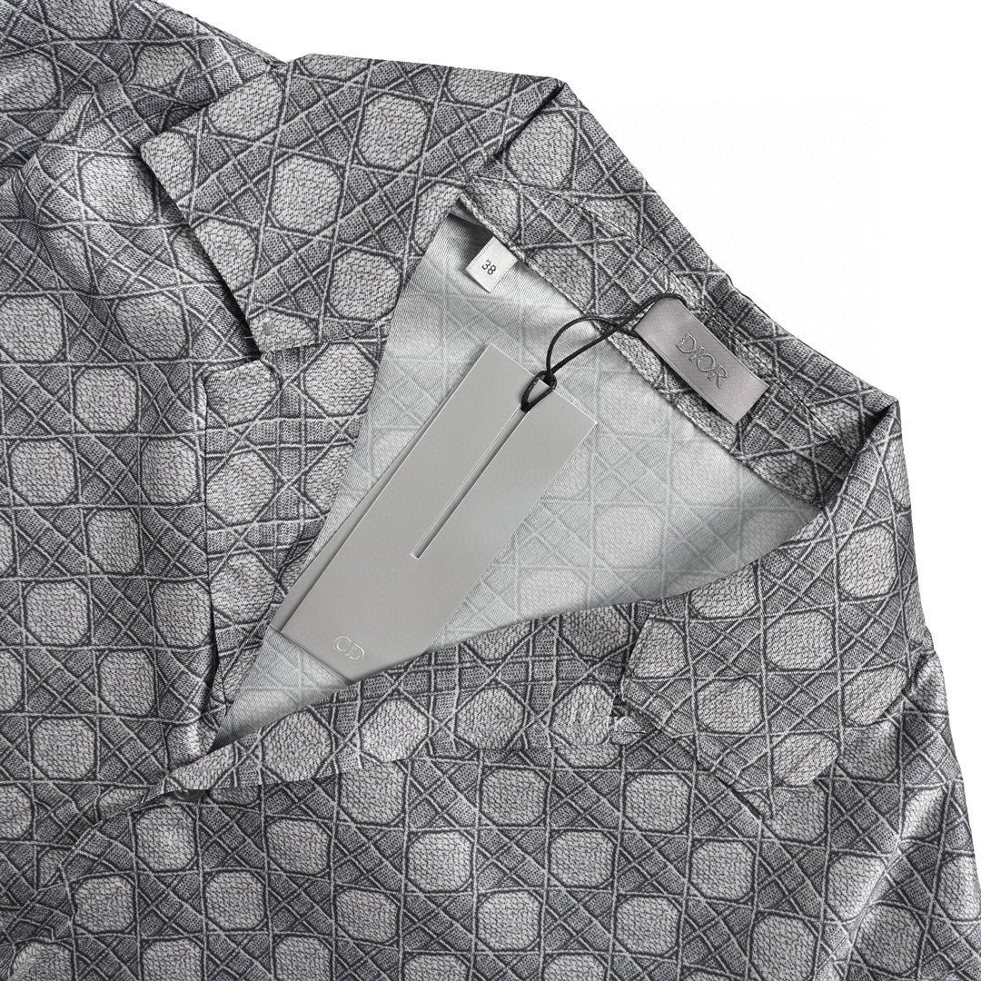 D*or geometric pattern short sleeve shirt in gray