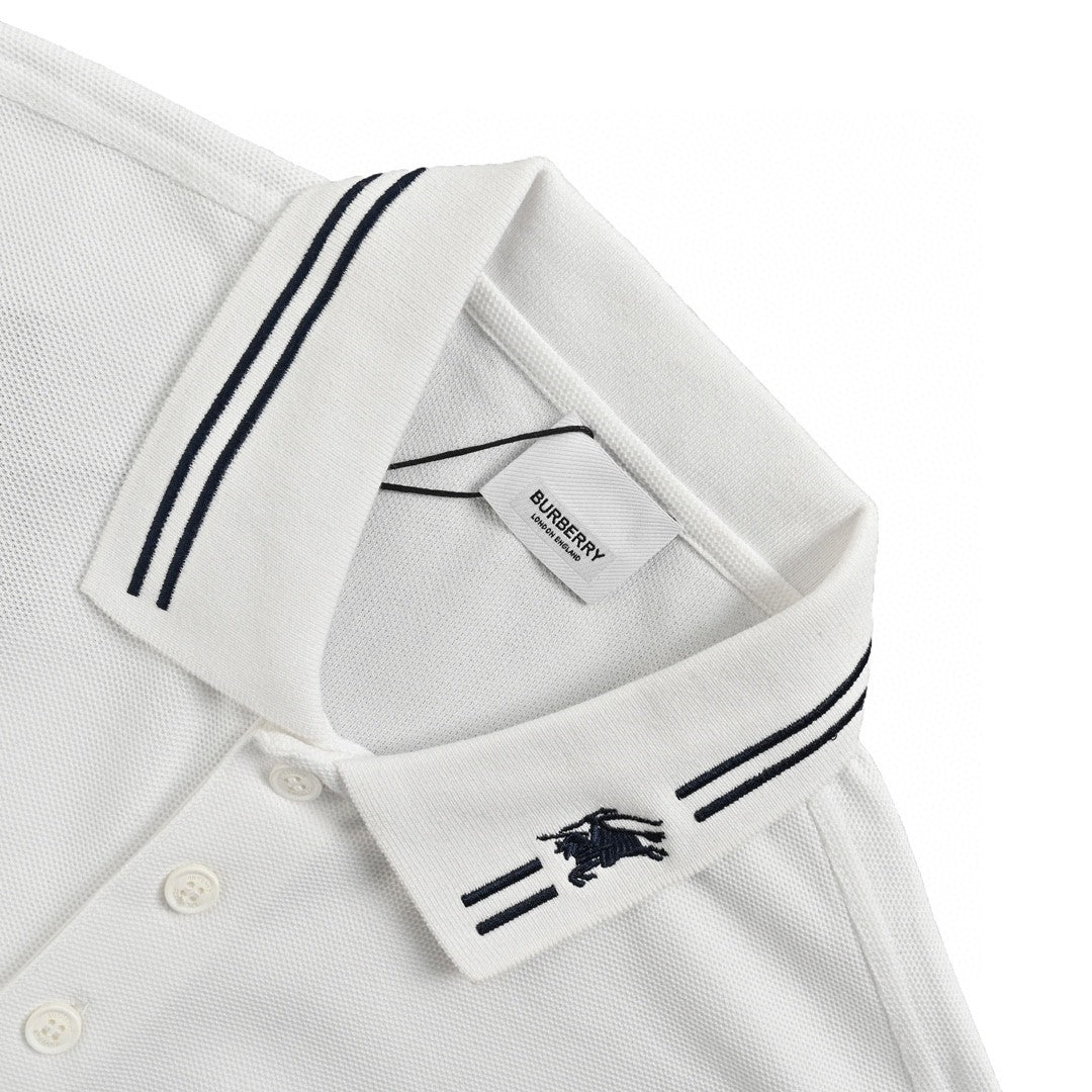 B**rry striped collar polo shirt in white
