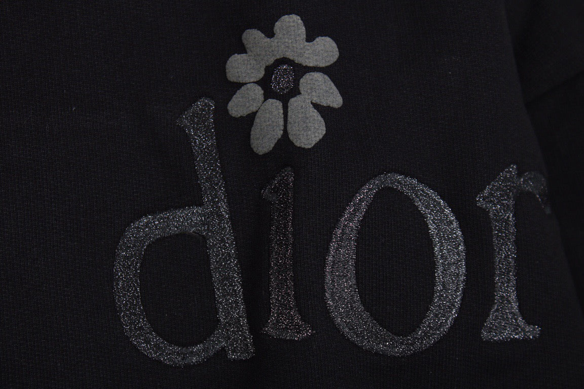 D*or flower logo hoodie - black