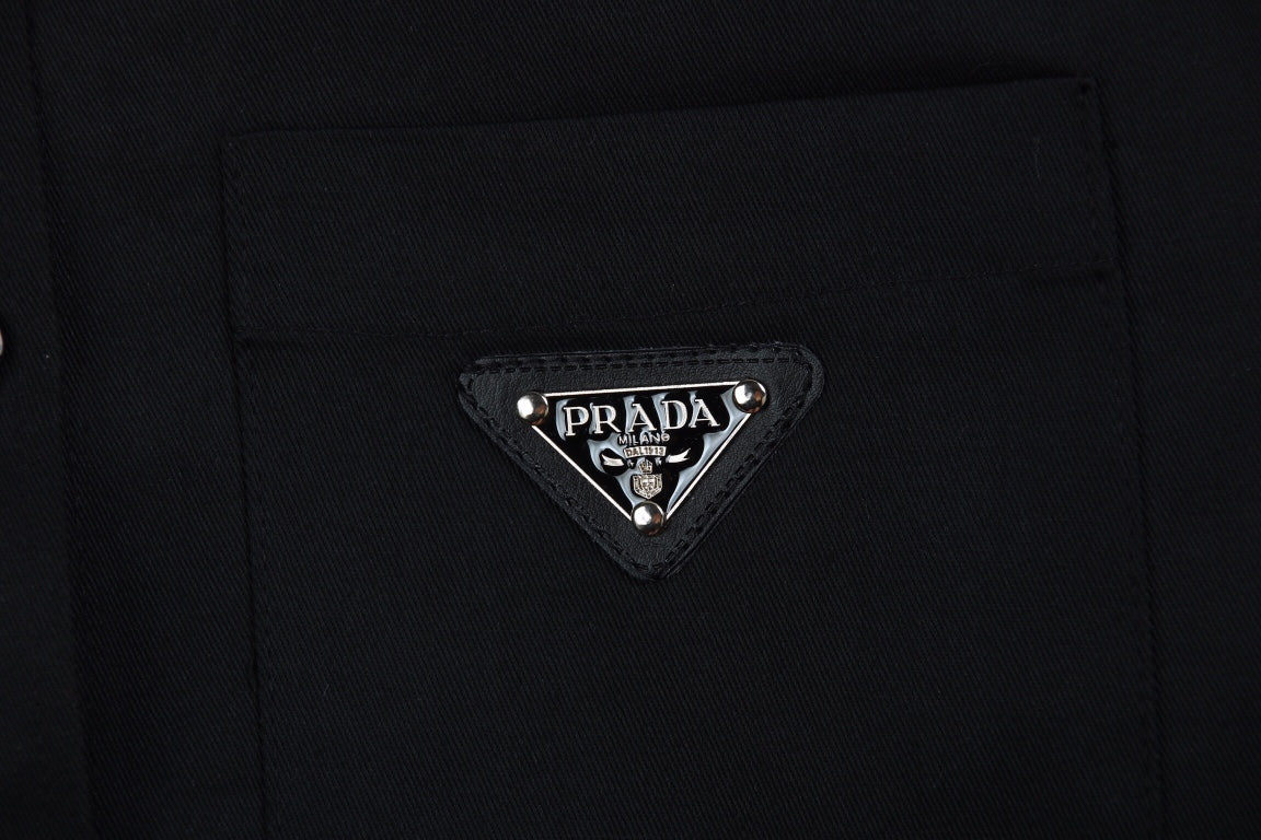 Pra*a black button-up shirt