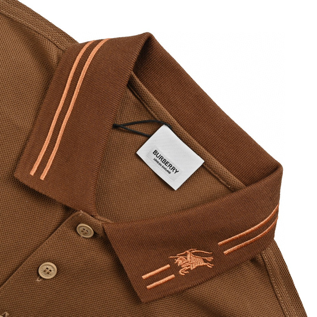 B**rry striped collar polo shirt in brown