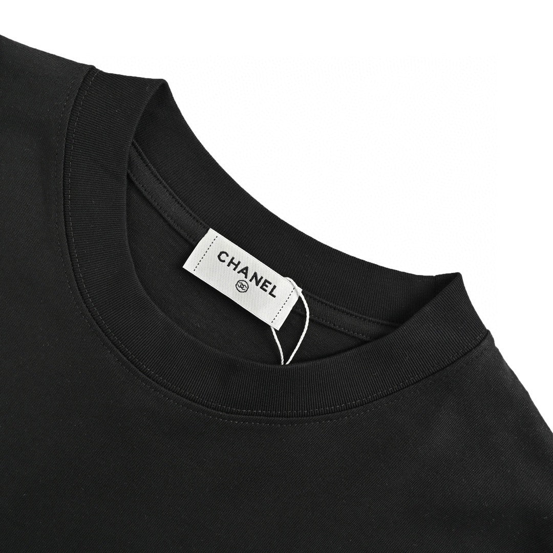 Ch*el signature logo black t-shirt