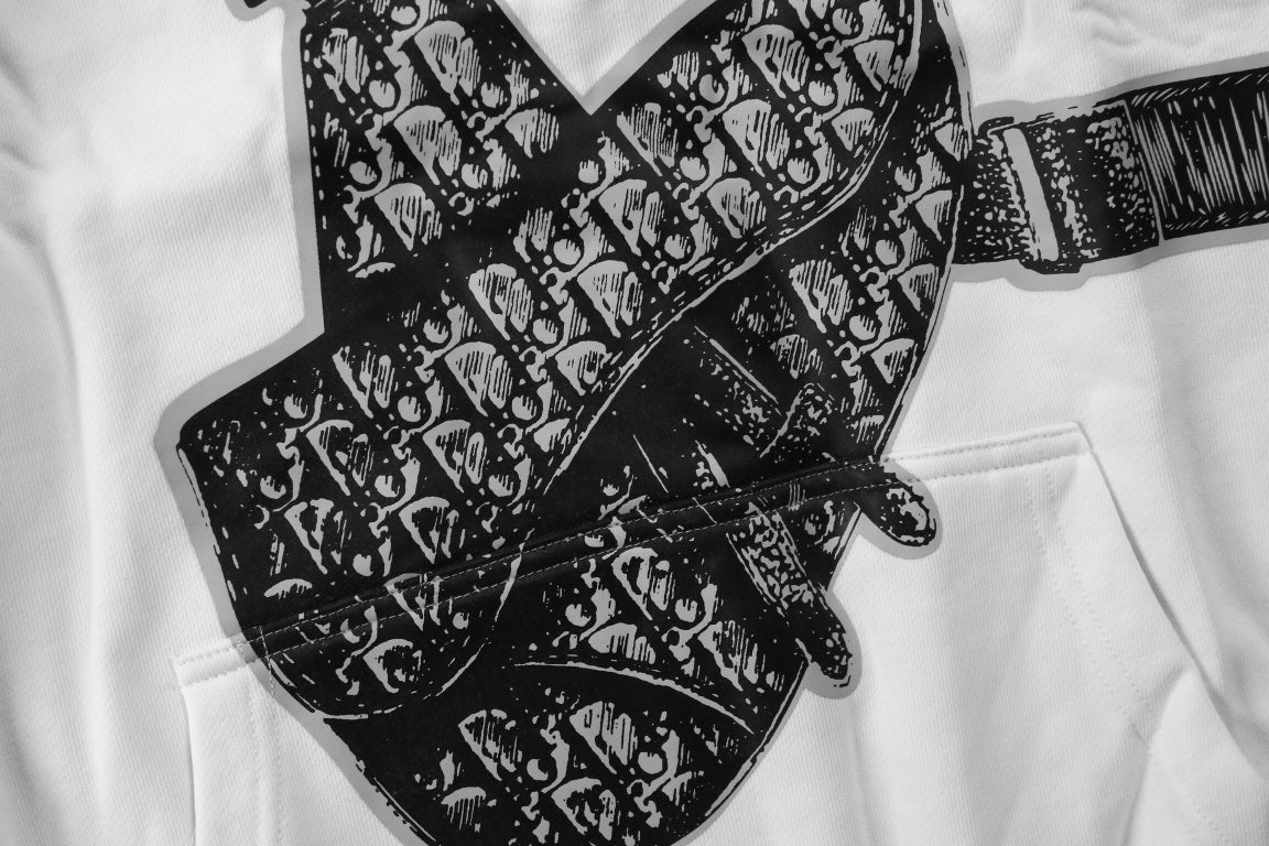 D*or white hoodie with bag design