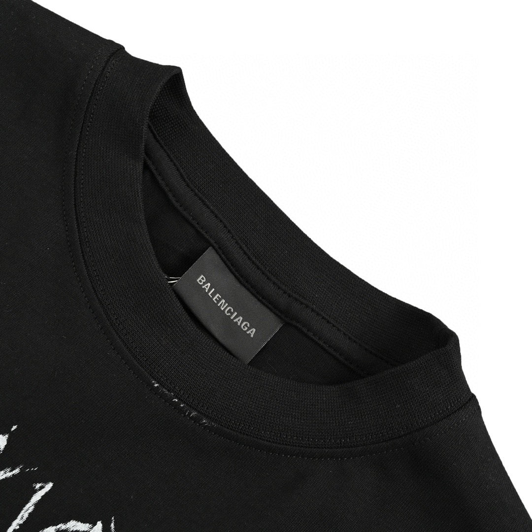 Ba*len*cia*ga multi-logo black t-shirt