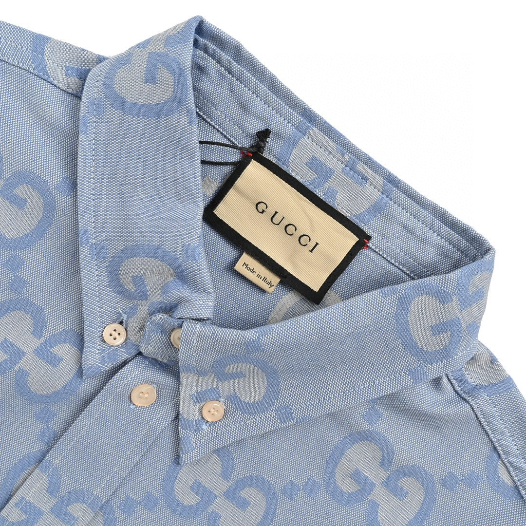 G*u*i allover logo denim shirt