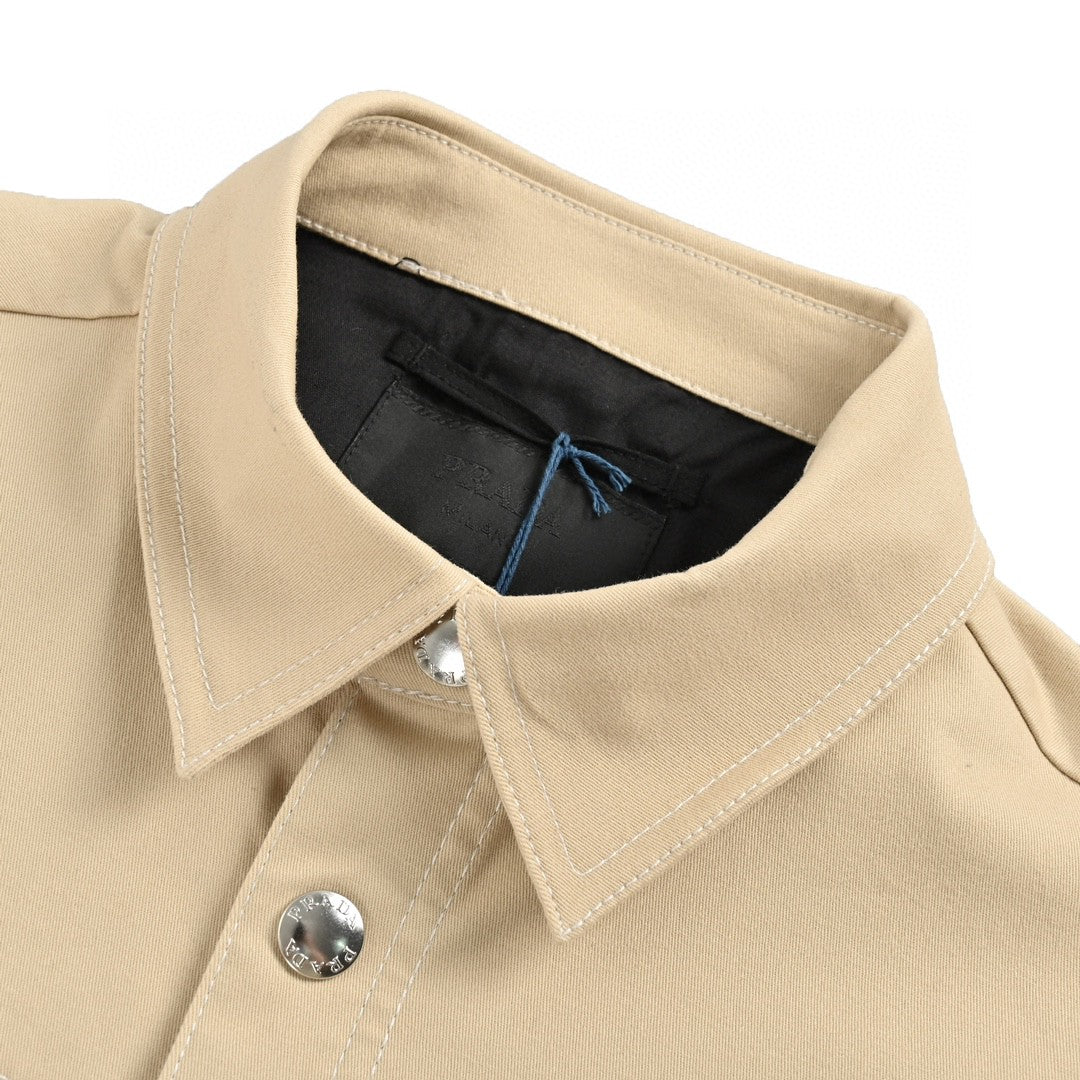 Pra*a beige button-up shirt