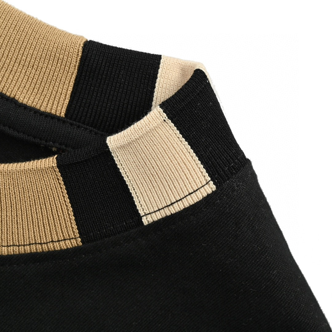 B**rry check collar t-shirt in black