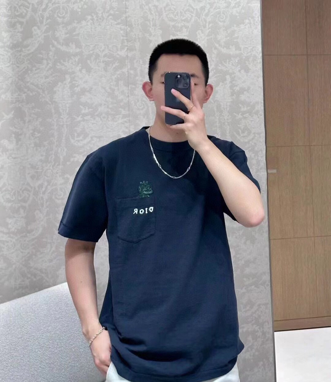 D*or embroidered lizard t-shirt - black