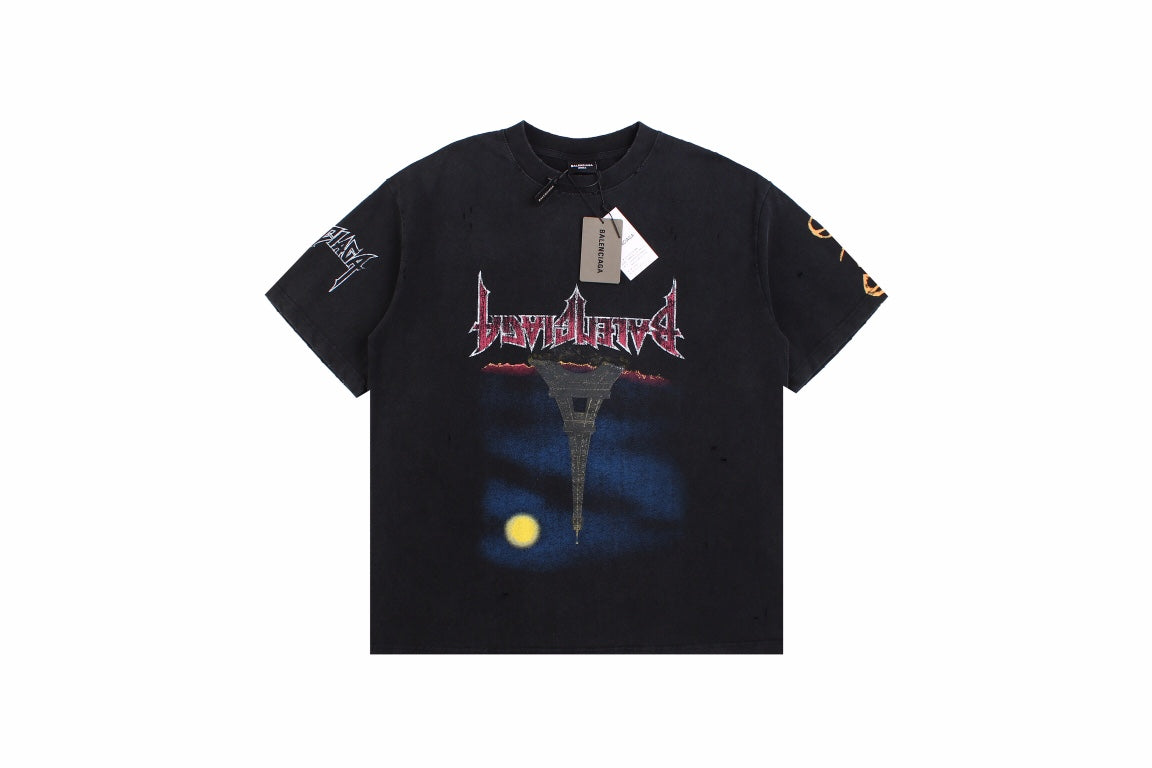 Ba*len*cia*ga "devil's eiffel tower" graphic t-shirt