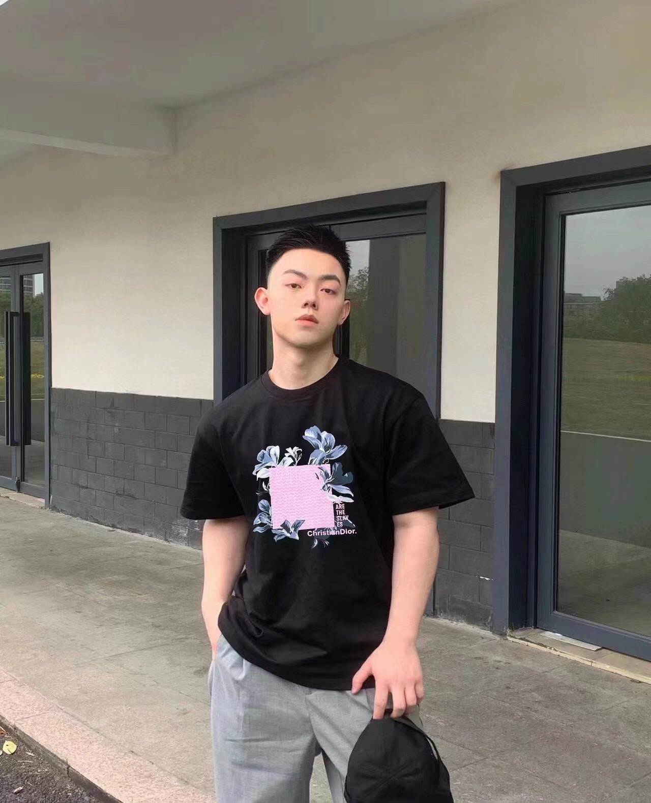 D*or t-shirt with floral graphic design