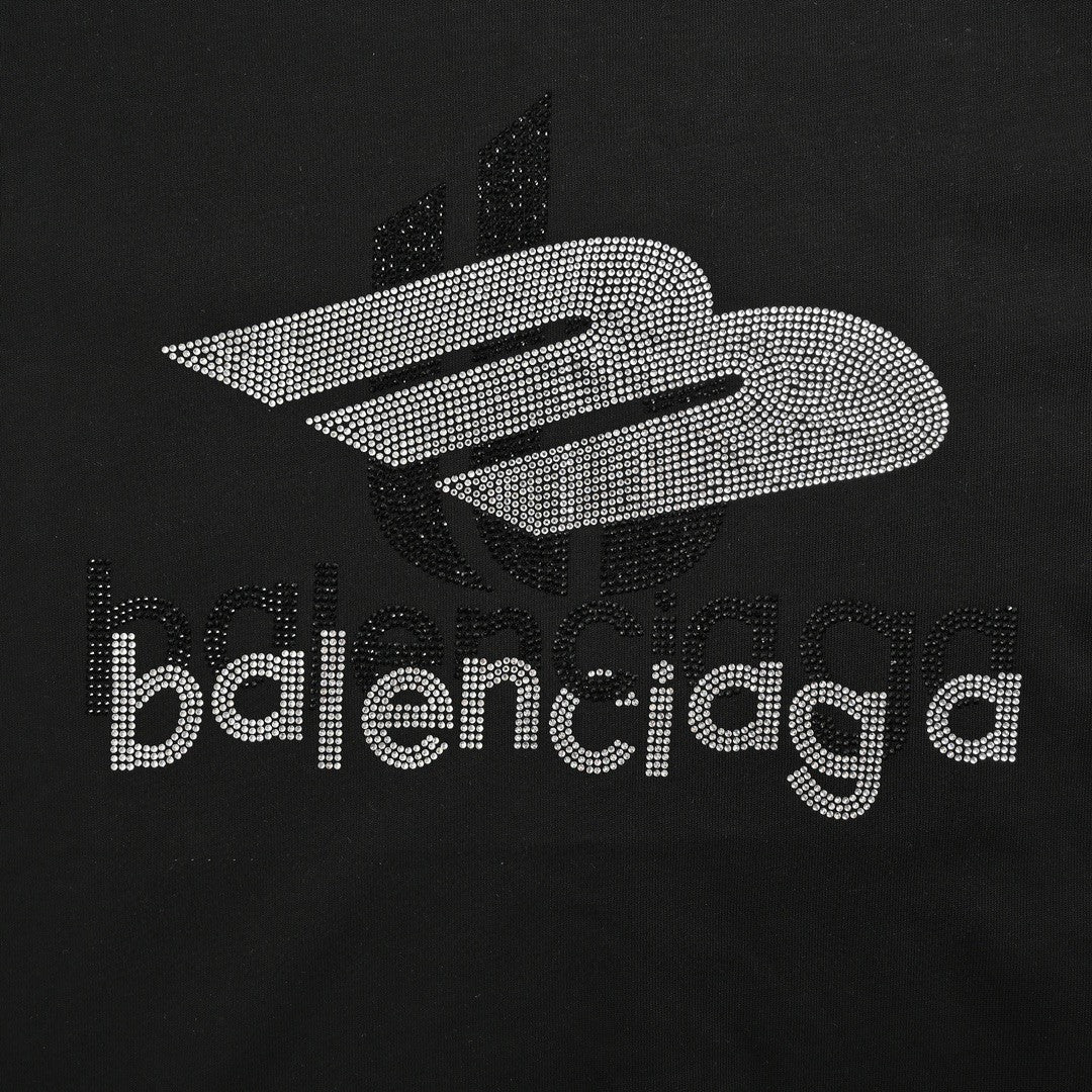 Ba*len*cia*ga crystal logo t-shirt in black