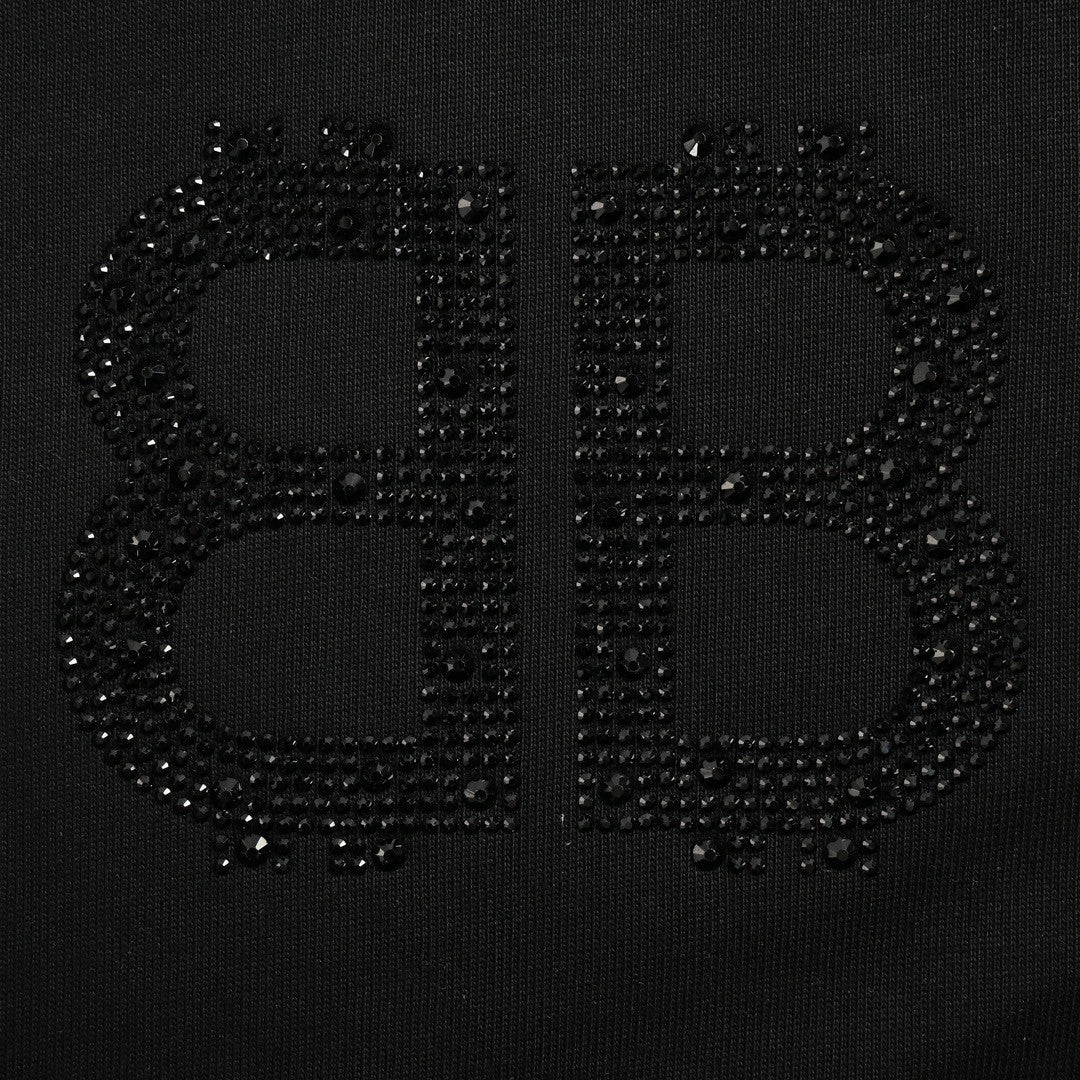 Ba*len*cia*ga crystal logo t-shirt in black