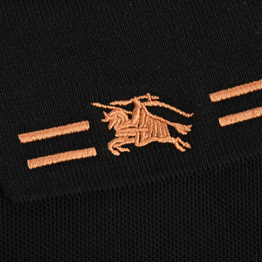 B**rry striped collar polo shirt in black