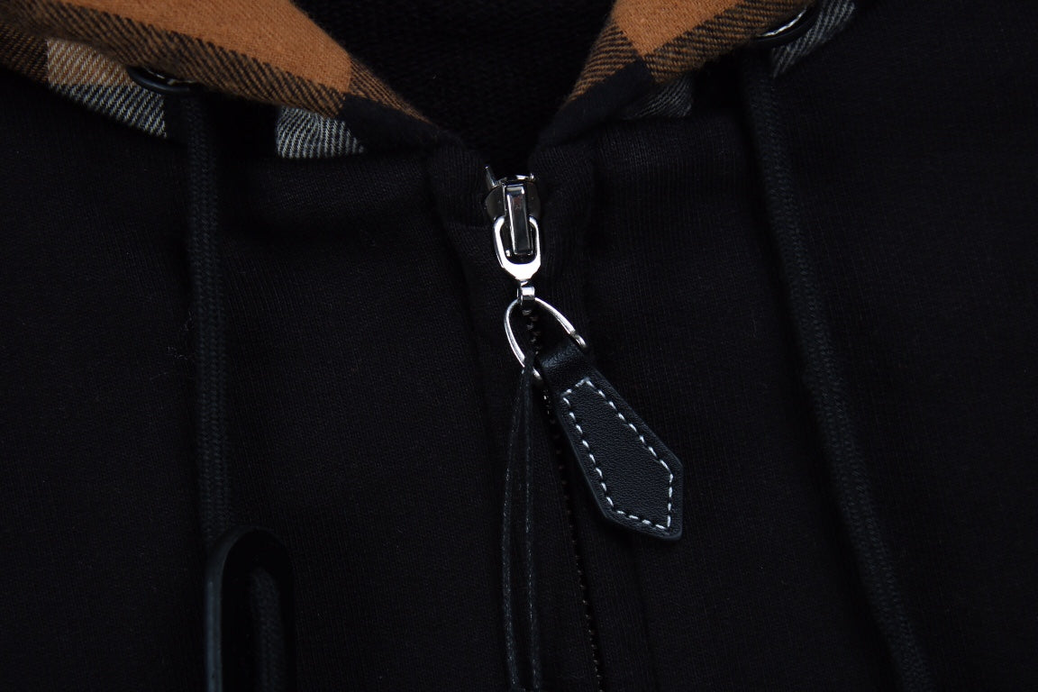 B**rry check-lined hoodie - black