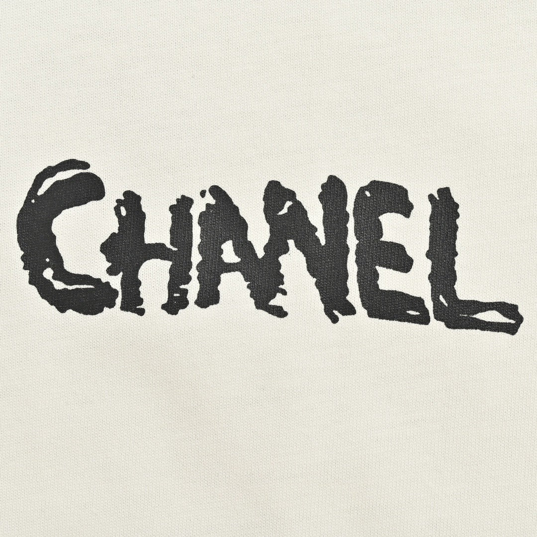 Ch*el pink splash logo t-shirt