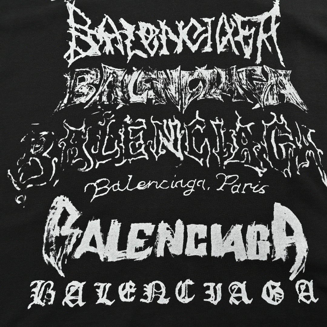 Ba*len*cia*ga multi-logo black t-shirt