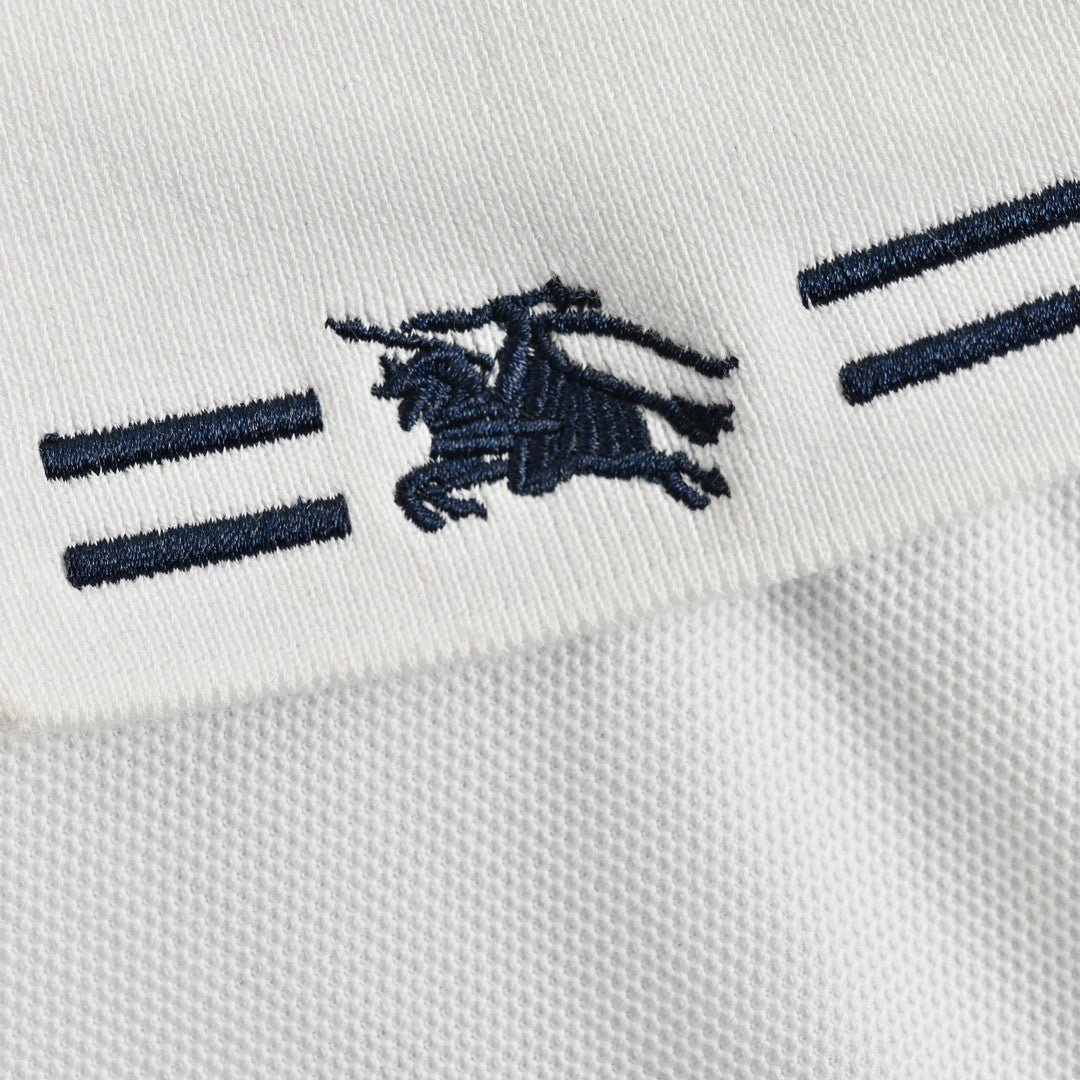 B**rry striped collar polo shirt in white