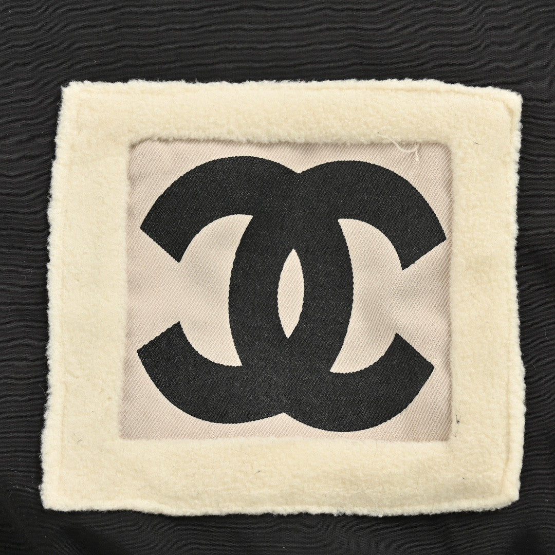 Ch*el two-tone hooded jacket