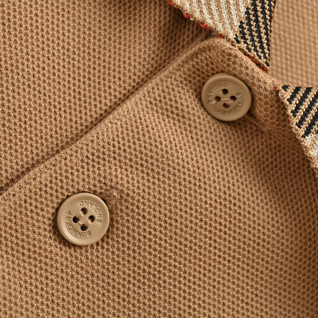 B**rry polo shirt with check collar (tan)