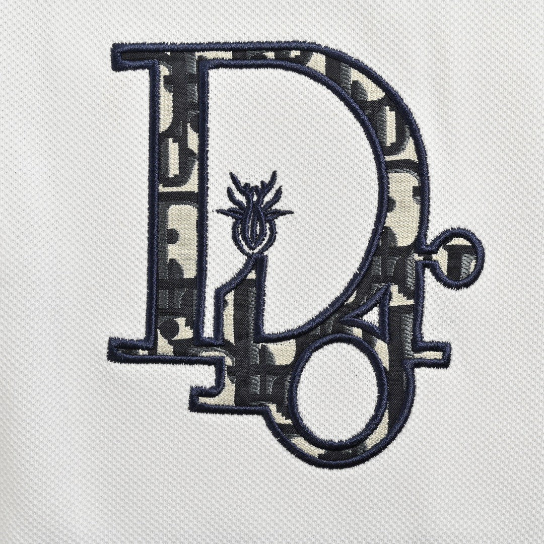D*or oblique embroidered white polo shirt