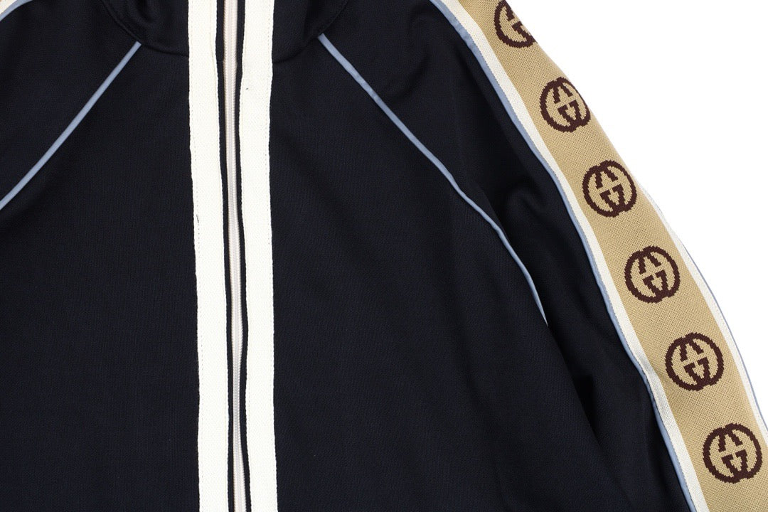 G*u*i gg logo stripe track jacket - black