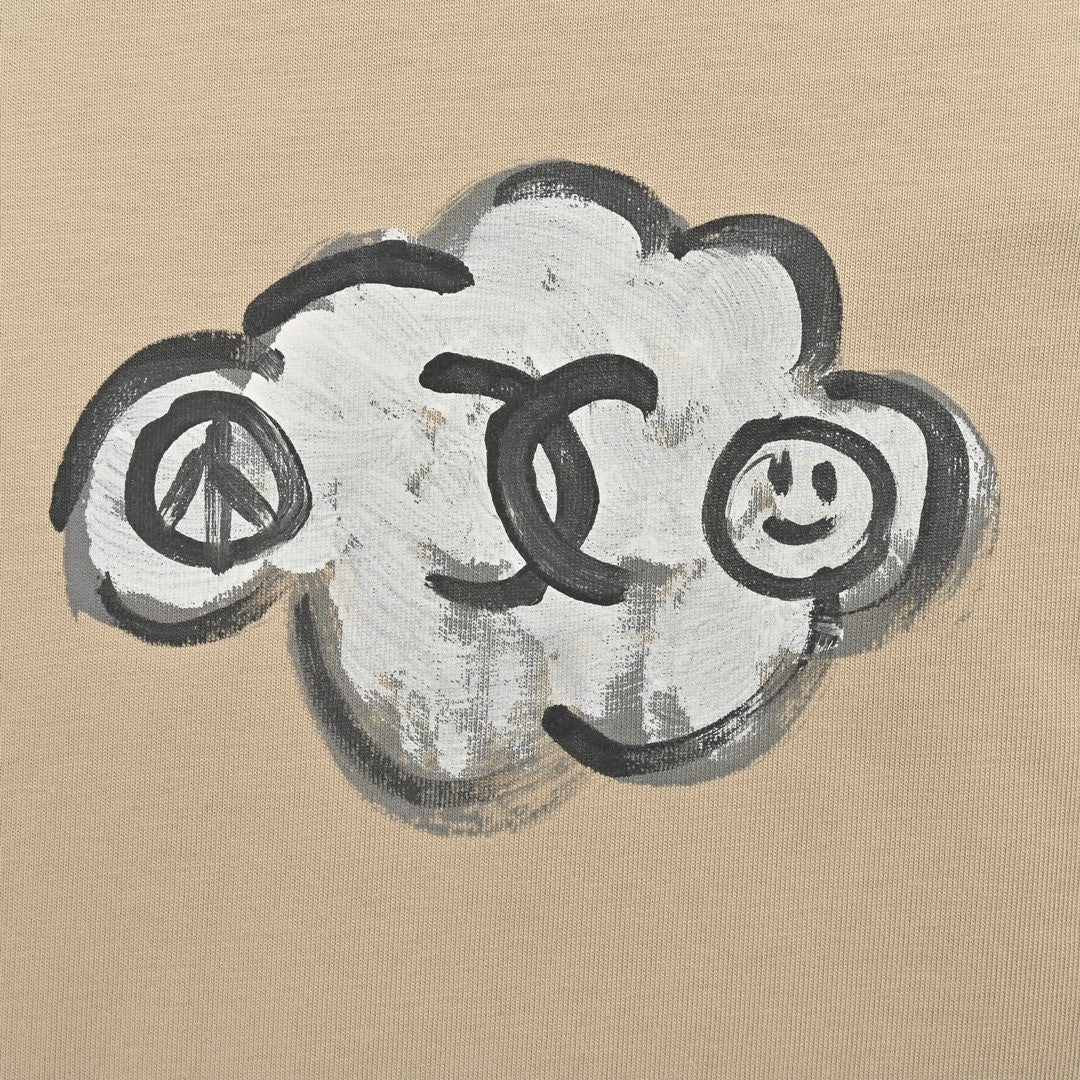 Ch*el cloud logo t-shirt in beige