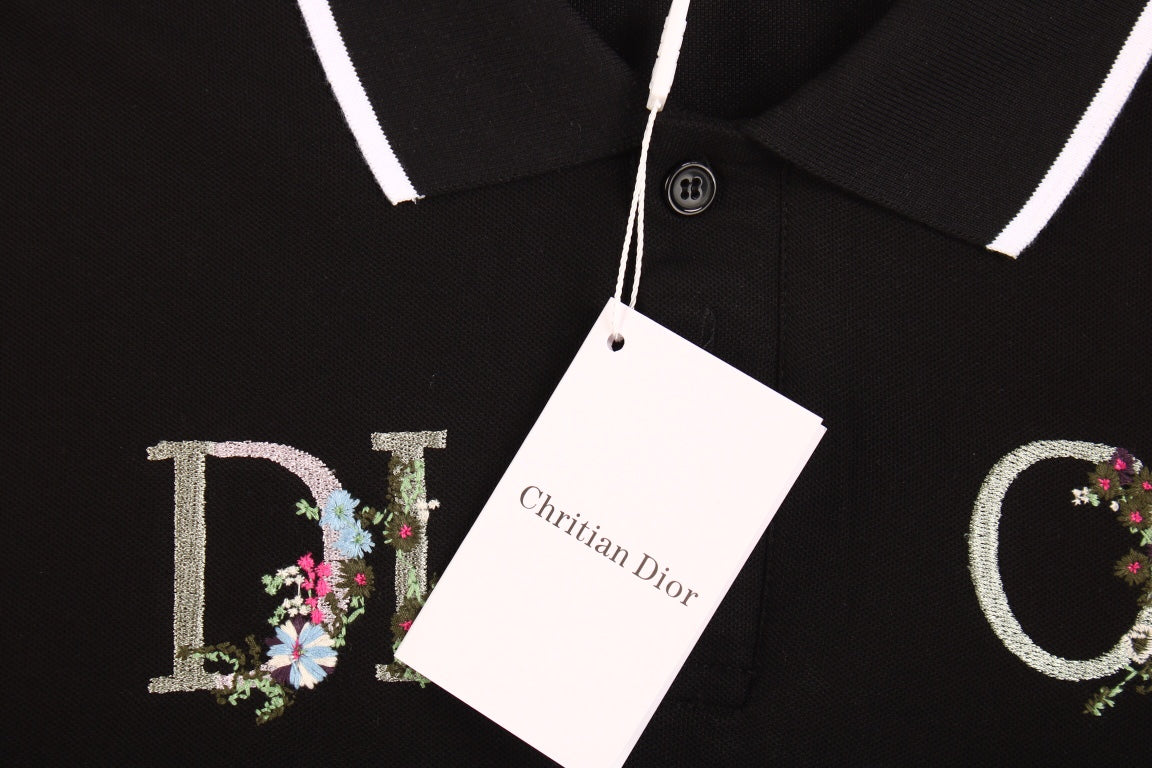 D*or polo shirt with floral logo design
