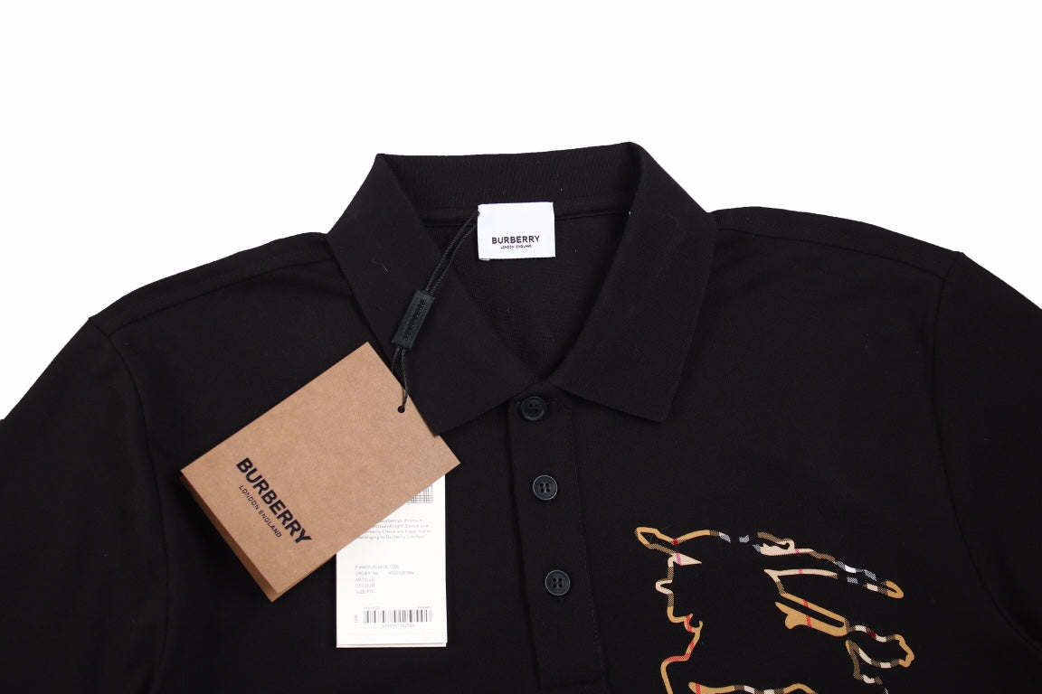 B**rry embroidered knight polo - black