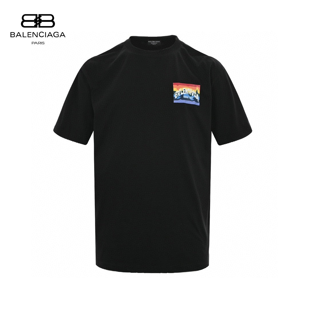 Ba*len*cia*ga black t-shirt with mountain graphic