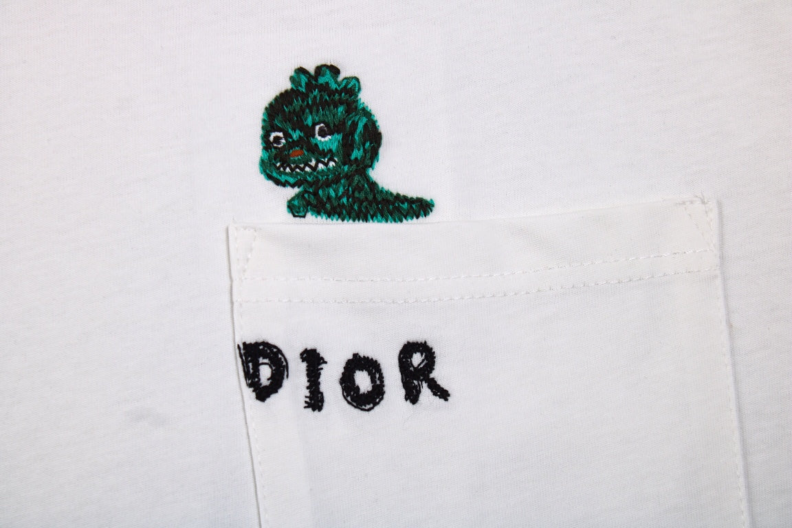 D*or embroidered lizard t-shirt - white