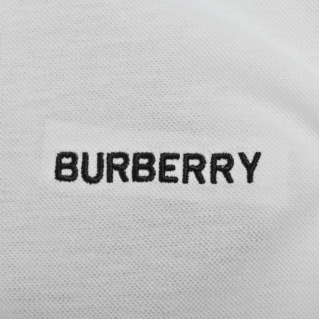 B**rry striped collar white polo shirt