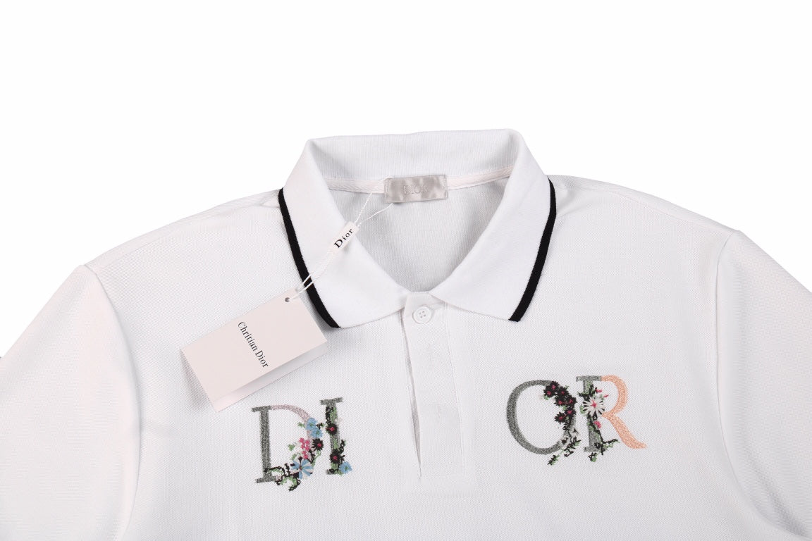 D*or polo shirt with floral logo design